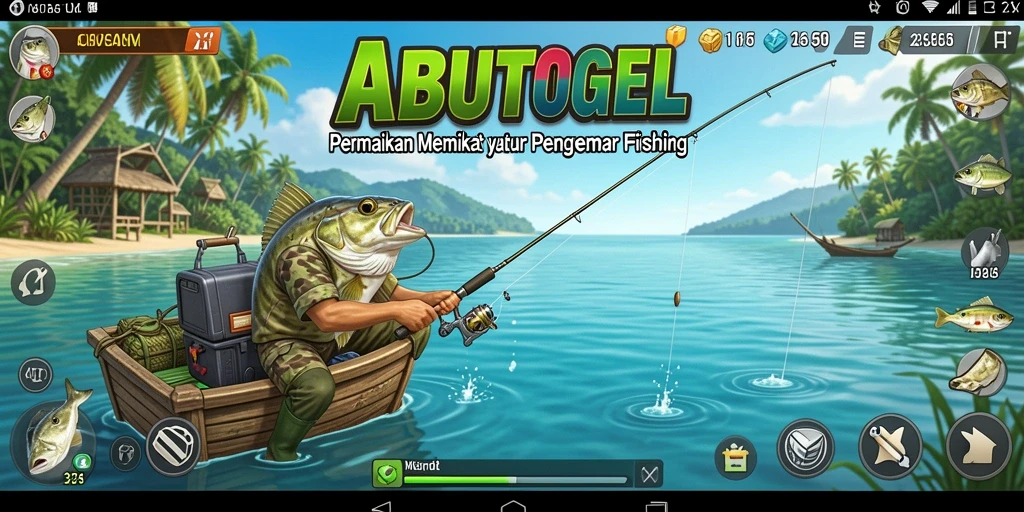 Screenshot gameplay ABUTOGEL yang menunjukkan pengalaman memancing yang seru.