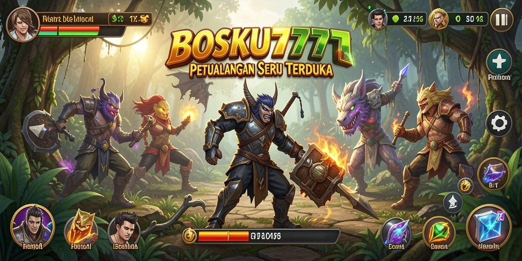 Screenshot gameplay BOSKU777 menampilkan aksi petualangan yang seru dan menantang.