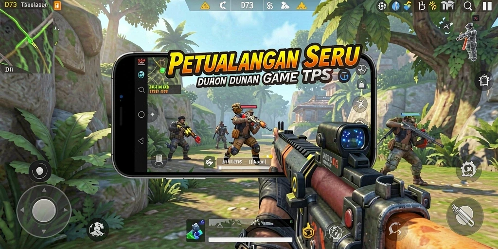 Tampilan gameplay seru di D73 dengan aksi tembak-menembak yang menarik.