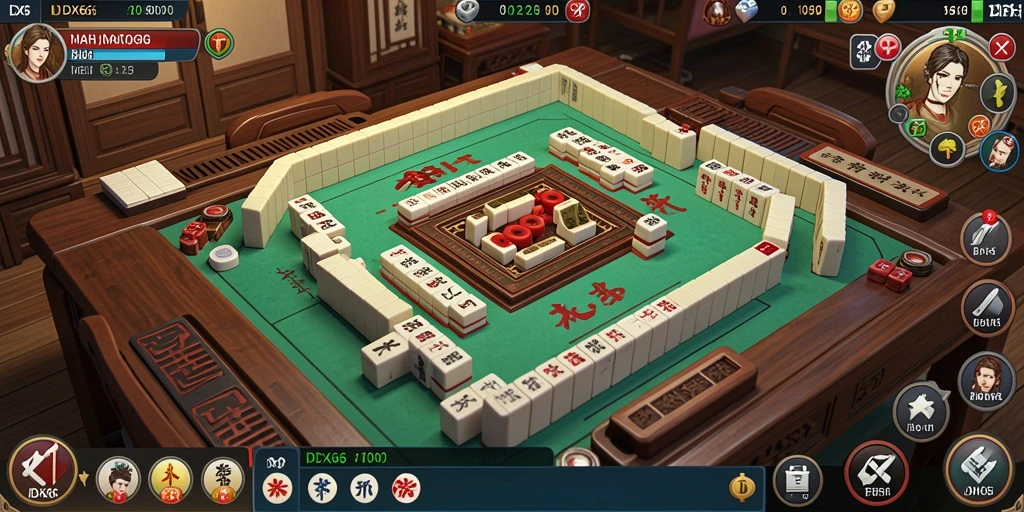 Screenshot dari gameplay IDX66 menampilkan papan Mahjong yang penuh warna.
