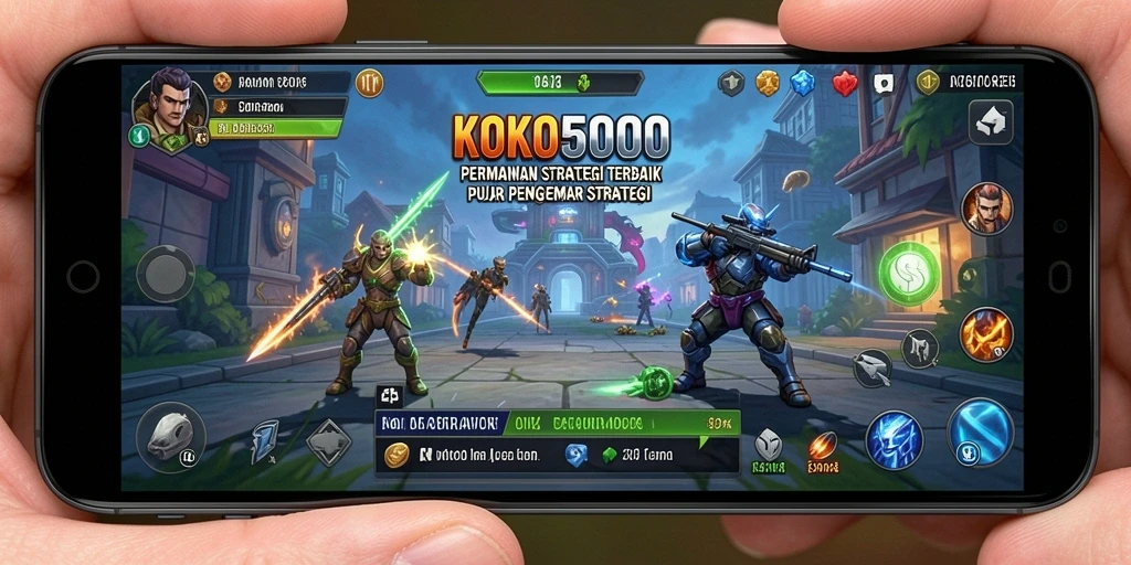 Tangkapan layar gameplay KOKO5000 menampilkan pertempuran strategis yang intens.