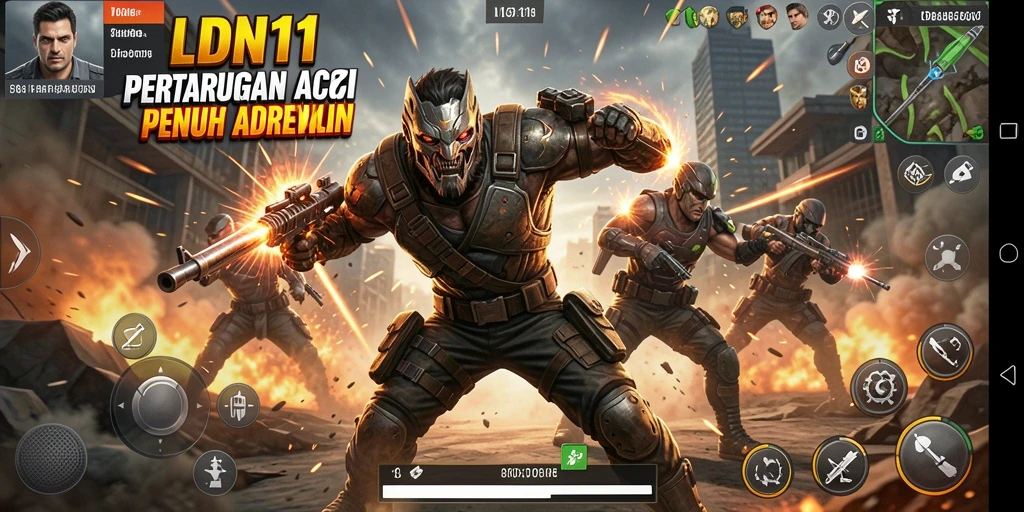 Tangkapan layar gameplay LDN11 menampilkan aksi mendebarkan dalam pertempuran.