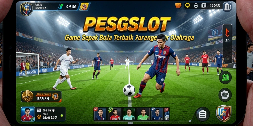 Screenshot gameplay <strong>PESGSLOT</strong> menampilkan aksi mendebarkan di lapangan sepak bola.