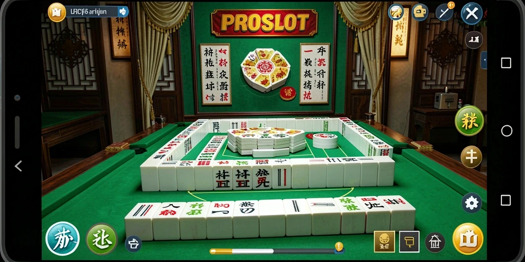 Tampilan gameplay yang mendebarkan dari PROSLOT dengan ubin Mahjong yang indah.