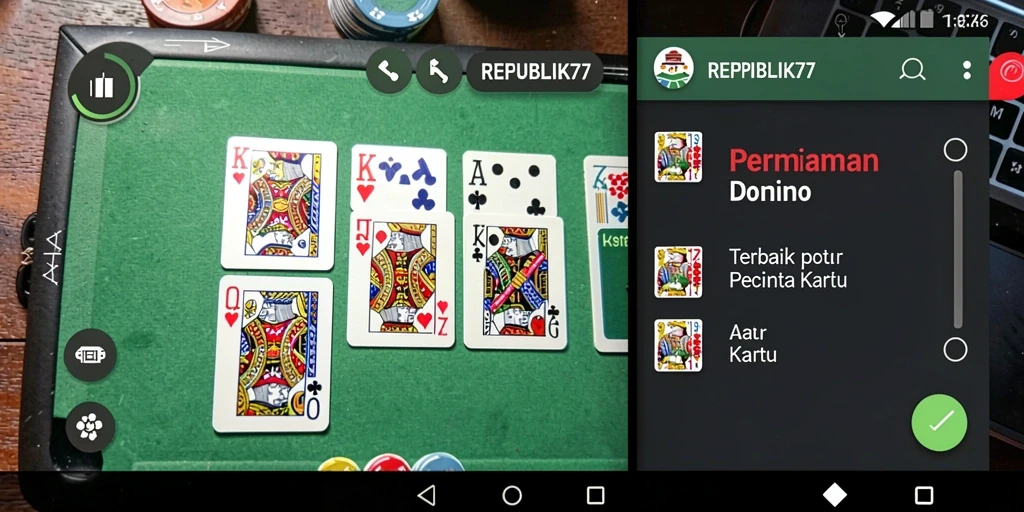 Screenshot utama menunjukkan aksi seru dalam permainan Domino di REPUBLIK77.