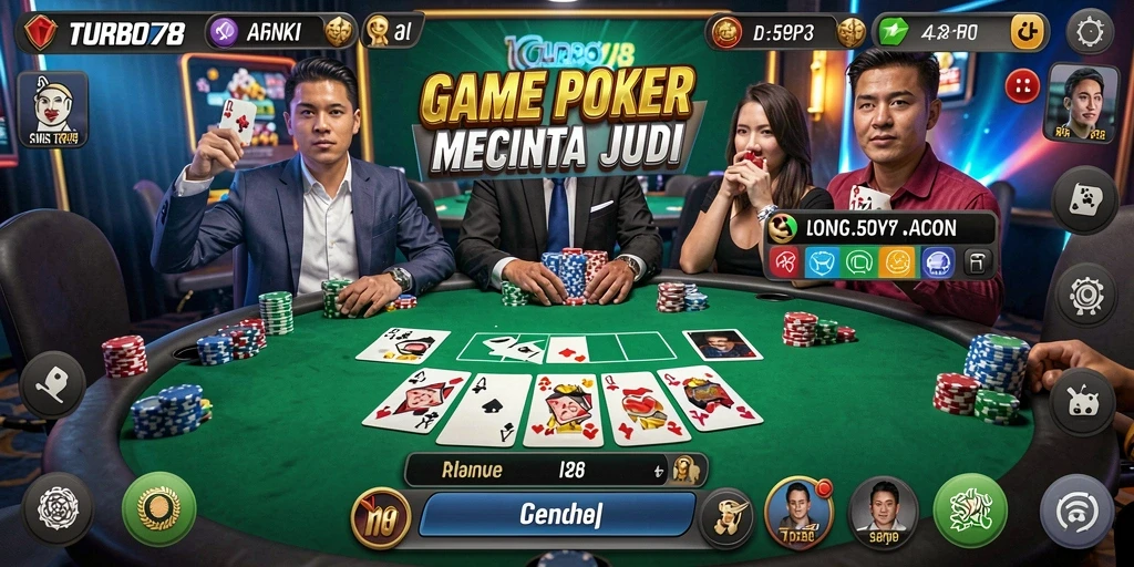 Tampilan gameplay Poker yang seru dan interaktif di TURBO78.